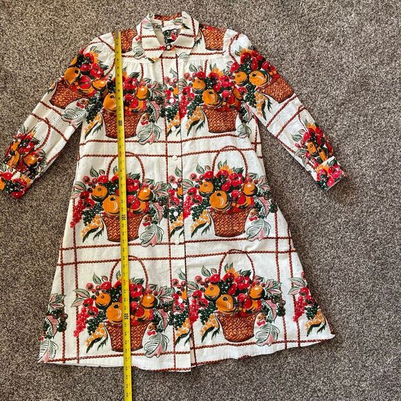 Tory Burch Broderie Anglaise Painter’s Dress fruit basket women’s size 10 - Picture 5 of 14